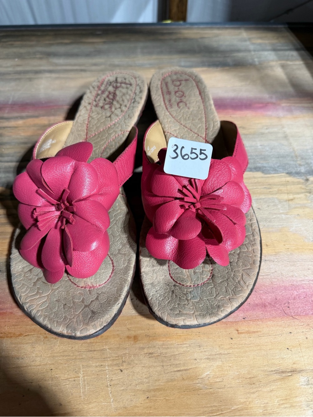#3655-b.o.c. Women’s Pink Floral Slide Sandals with Cushioned Footbed